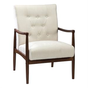 14 karat home leo living room solid wood chair with button-tufted in ivory
