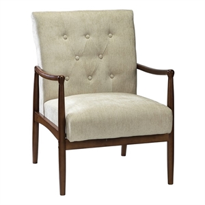 14 karat home leo living room solid wood chair with button-tufted in tan