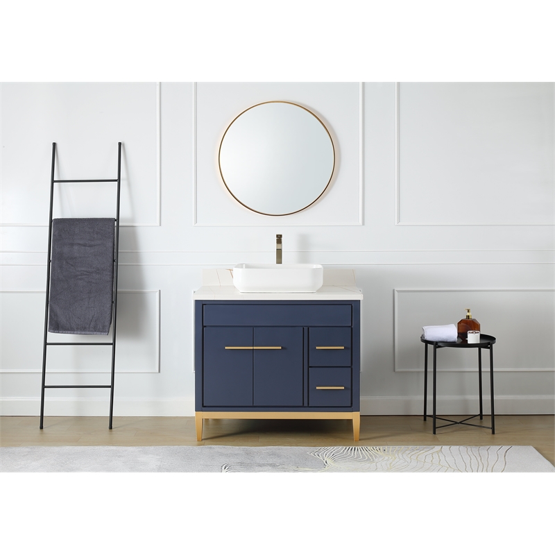 36 Tennant Brand Modern Style Navy Blue Wood Vessel Sink Bathroom Vanity