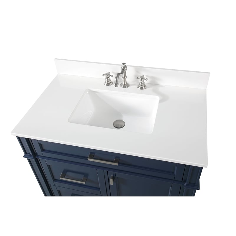 36 Tennant Brand Modern Style Navy Blue Wood Vessel Sink Bathroom Vanity