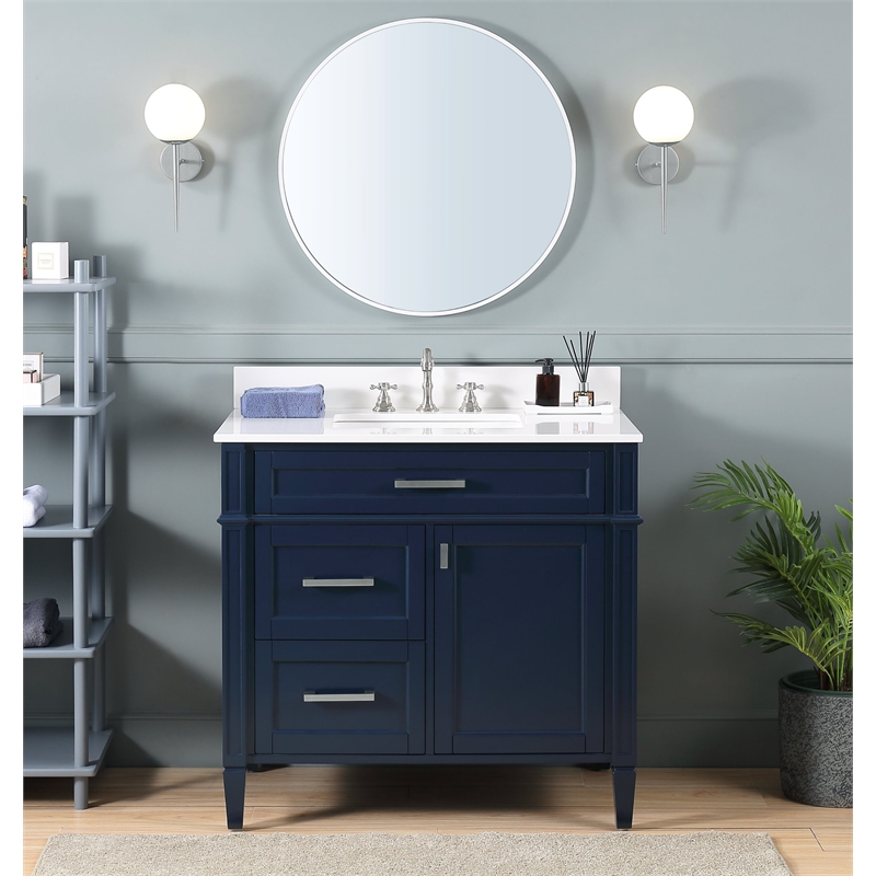 36 Tennant Brand Modern Style Navy Blue Wood Vessel Sink Bathroom Vanity