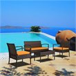 Teaset 4 Piece Outdoor Patio Bistro Conversation Set in Brown/Orange