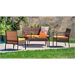 Teaset 4 Piece Outdoor Patio Bistro Conversation Set in Brown/Orange