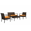 Teaset 4 Piece Outdoor Patio Bistro Conversation Set in Brown/Orange
