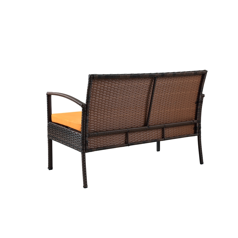 Teaset 4 Piece Outdoor Patio Bistro Conversation Set in Brown/Orange