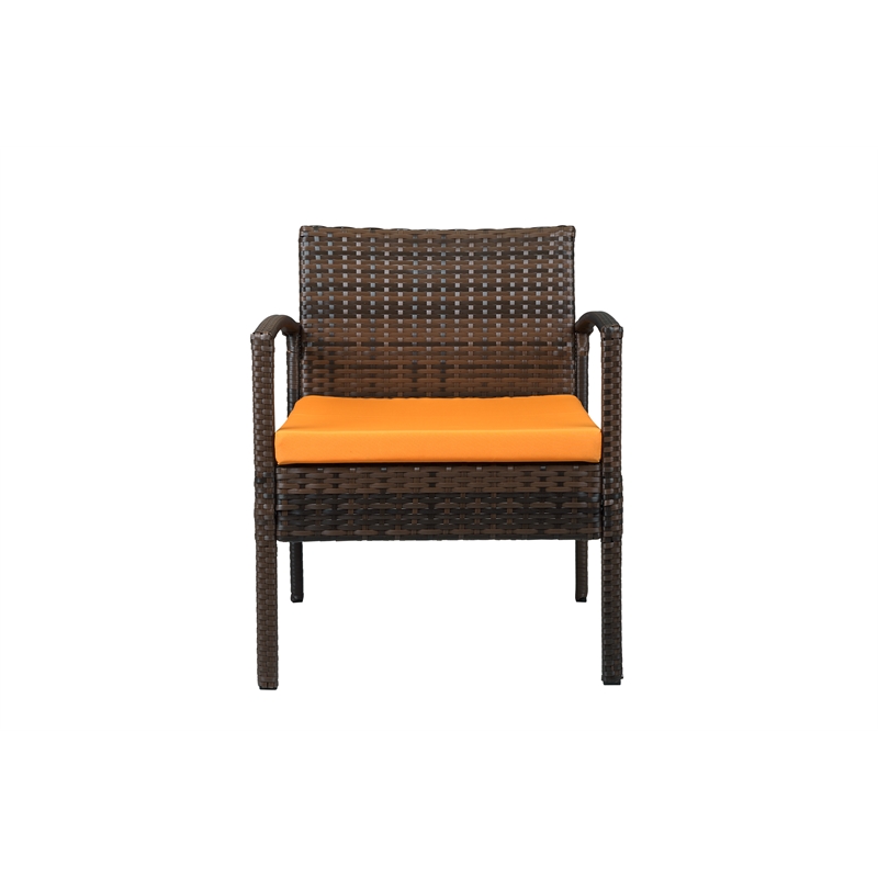 Teaset 4 Piece Outdoor Patio Bistro Conversation Set in Brown/Orange