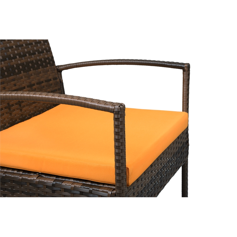 Teaset 4 Piece Outdoor Patio Bistro Conversation Set in Brown/Orange