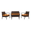 Teaset 4 Piece Outdoor Patio Bistro Conversation Set in Brown/Orange