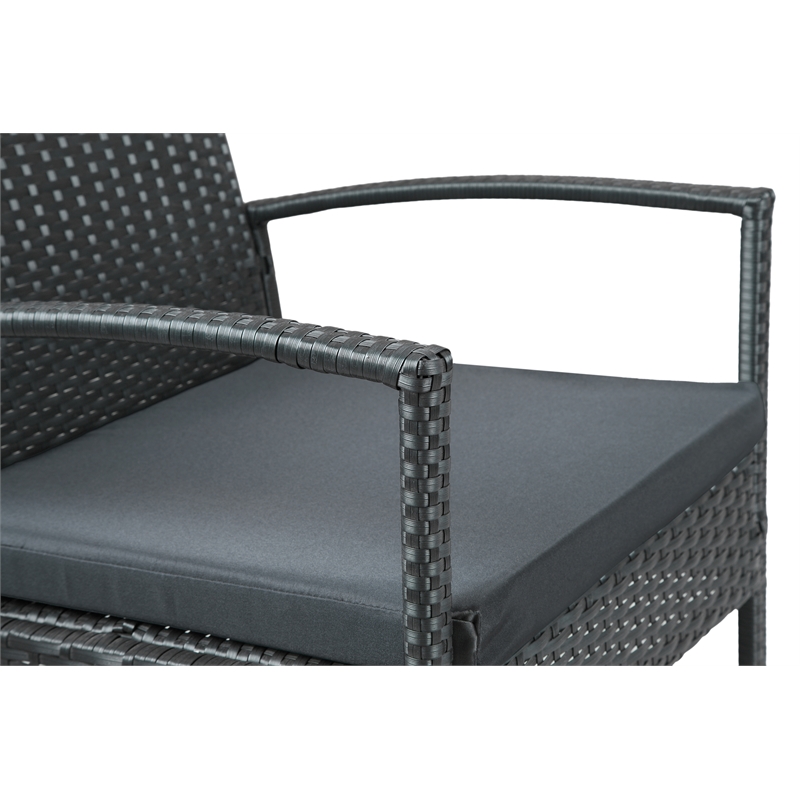 Carlyssa 4 Piece Wicker Outdoor Conversation Set with Gray Cushions by Thy-Hom