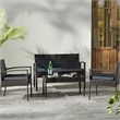 Carlyssa 4 Piece Wicker Outdoor Conversation Set with Gray Cushions by Thy-Hom