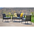 Carlyssa 4 Piece Wicker Outdoor Conversation Set with Gray Cushions by Thy-Hom