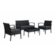 Carlyssa 4 Piece Wicker Outdoor Conversation Set with Gray Cushions by Thy-Hom