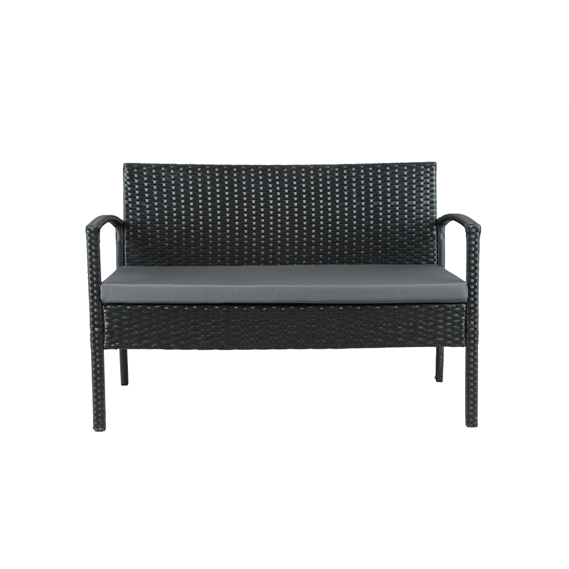 Carlyssa 4 Piece Wicker Outdoor Conversation Set with Gray Cushions by Thy-Hom
