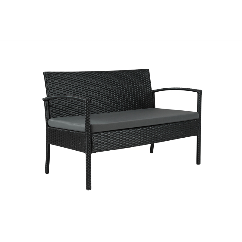 Carlyssa 4 Piece Wicker Outdoor Conversation Set with Gray Cushions by Thy-Hom