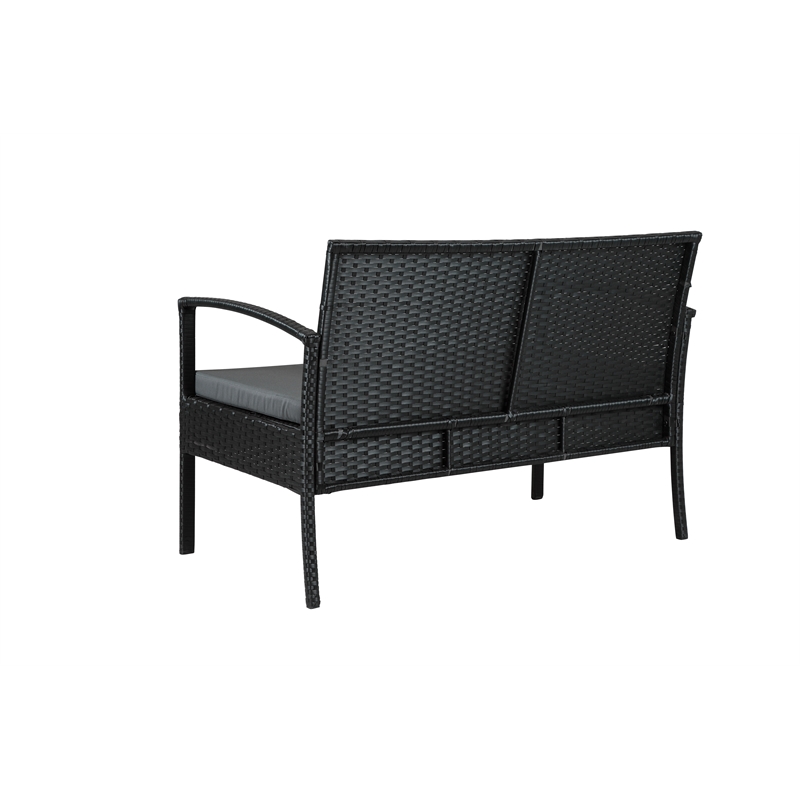 Carlyssa 4 Piece Wicker Outdoor Conversation Set with Gray Cushions by Thy-Hom