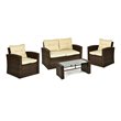 Rawtenstall 4 Piece Wicker Outdoor Conversation Group in Beige by Thy-Hom
