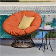 Claborn Swivel Outdoor Papasan Chair Brown Wicker in Orange by Thy-Hom