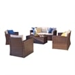 Thy-Hom Arlington Outdoor Brown Wicker Furniture Set Beige Cushions