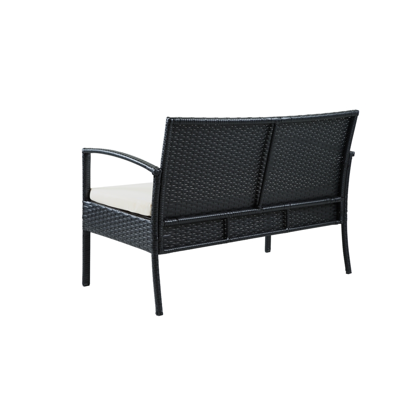 Thy-Hom Teaset 4 Piece Patio Bitro Set Outdoor Conversation Set in Black/Beige