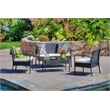 Thy-Hom Teaset 4 Piece Patio Bitro Set Outdoor Conversation Set in Black/Beige