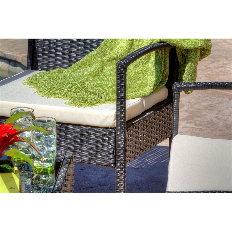 Thy-Hom Teaset 4 Piece Patio Bitro Set Outdoor Conversation Set in Black/Beige