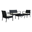 Thy-Hom Teaset 4 Piece Patio Bitro Set Outdoor Conversation Set in Black/Beige