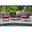 Thy-Hom Teaset 4 Piece Patio Bitro Set Outdoor Conversation Set in Black/Red