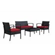 Thy-Hom Teaset 4 Piece Patio Bitro Set Outdoor Conversation Set in Black/Red