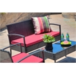 Thy-Hom Teaset 4 Piece Patio Bitro Set Outdoor Conversation Set in Black/Red