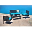 Teaset 4 Piece Patio Outdoor Conversation Set in Black/Blue by Thy-Hom