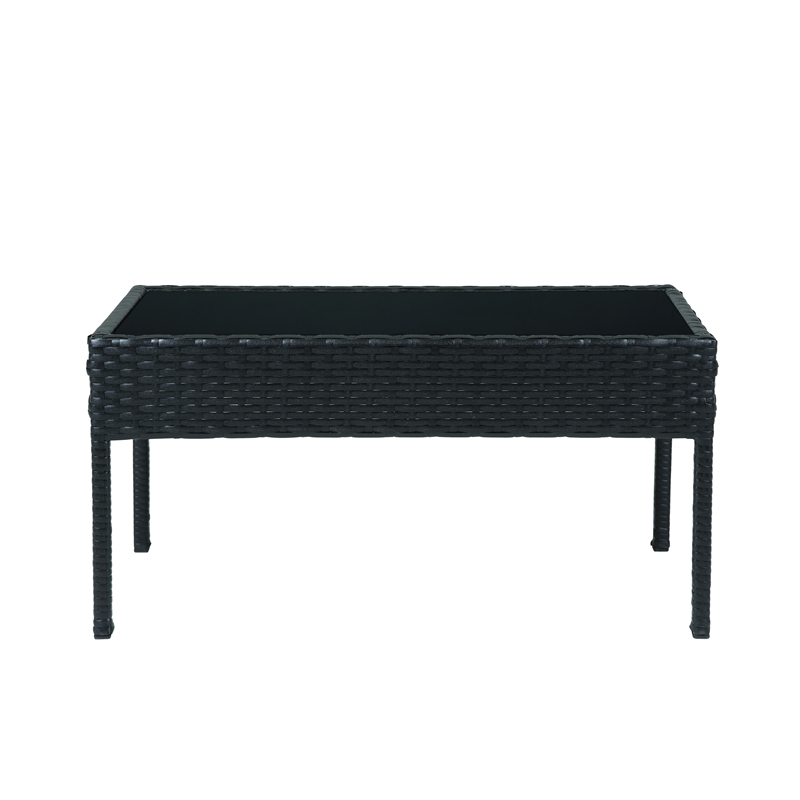 Teaset 4 Piece Patio Outdoor Conversation Set in Black/Blue by Thy-Hom