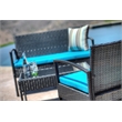 Teaset 4 Piece Patio Outdoor Conversation Set in Black/Blue by Thy-Hom