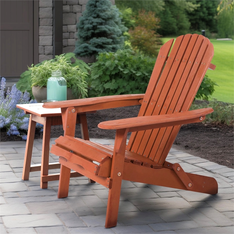 Villartet Solid Wood Classic Adirondack Outdoor Folding Chair Walnut by Thy-Hom