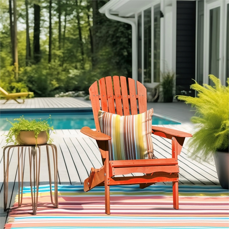 Villartet Solid Wood Classic Adirondack Outdoor Folding Chair Walnut by Thy-Hom