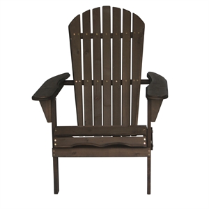 Villartet Solid Wood Classic Adirondack Outdoor Folding Chair Brown by Thy-Hom
