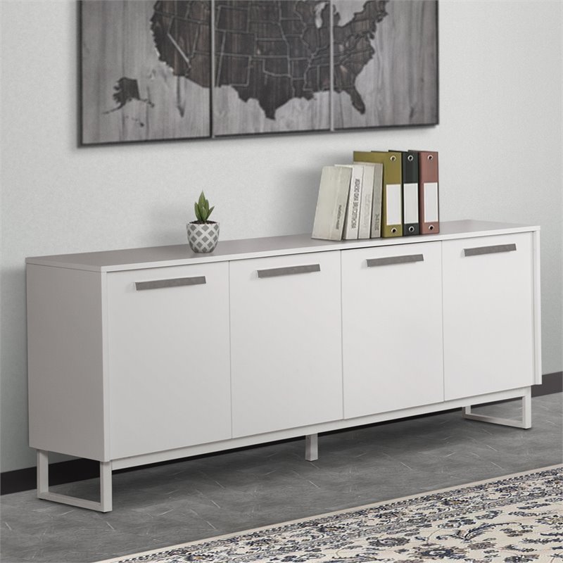 AGHDECO Baroda 4-Shelf Contemporary Particle Board/Wood Credenza in White