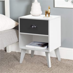 aghdeco contemporary particle board/wood night stand in white/gray