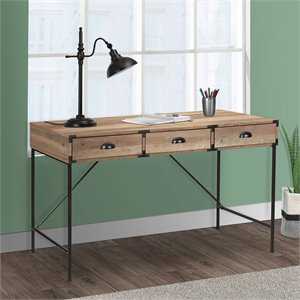 aghdeco orman contemporary steel and wood desk in rustic oak