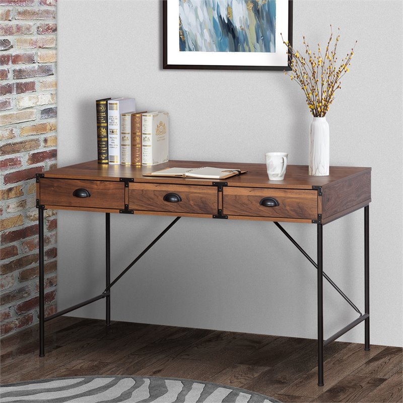 AGHDECO Orman Transitional Particle Board/Wood Desk in Walnut