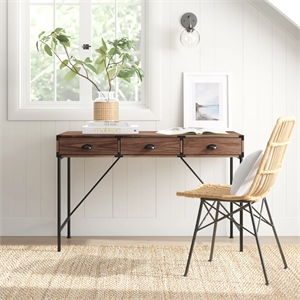 aghdeco orman transitional particle board/wood desk in walnut