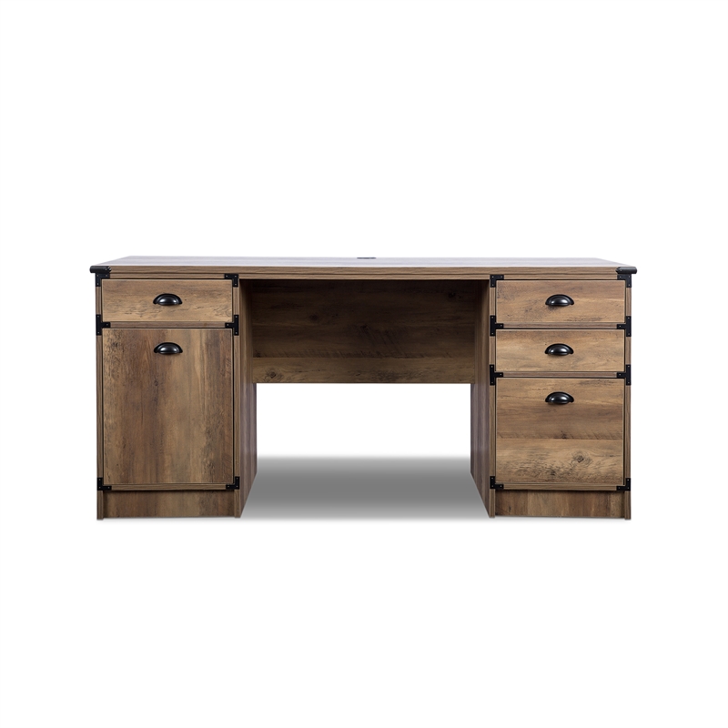 AGHDECO Orman Transitional Particle Board and Wood Desk in Oak