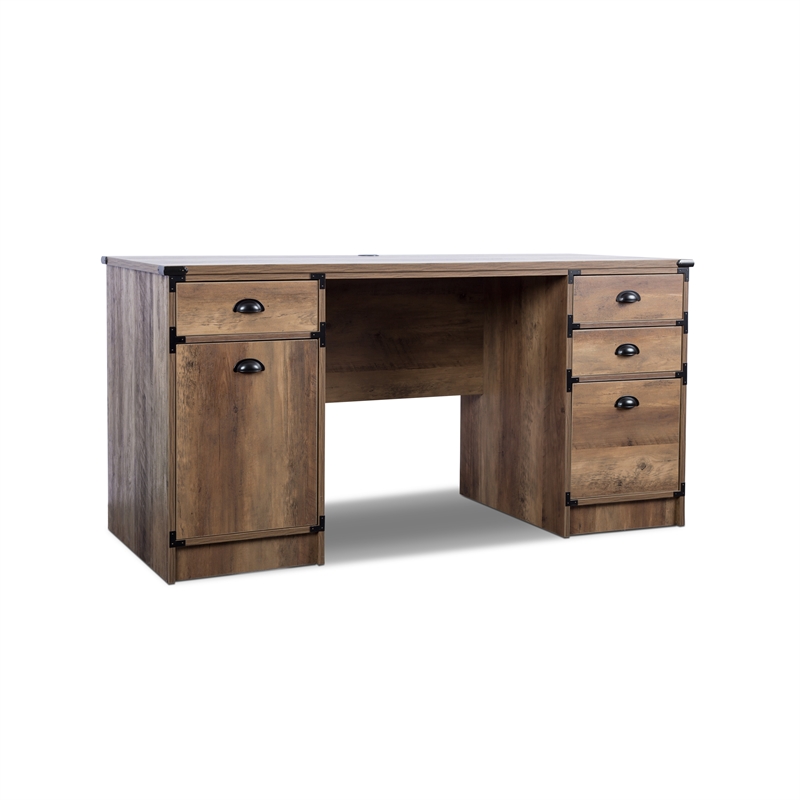AGHDECO Orman Transitional Particle Board and Wood Desk in Oak