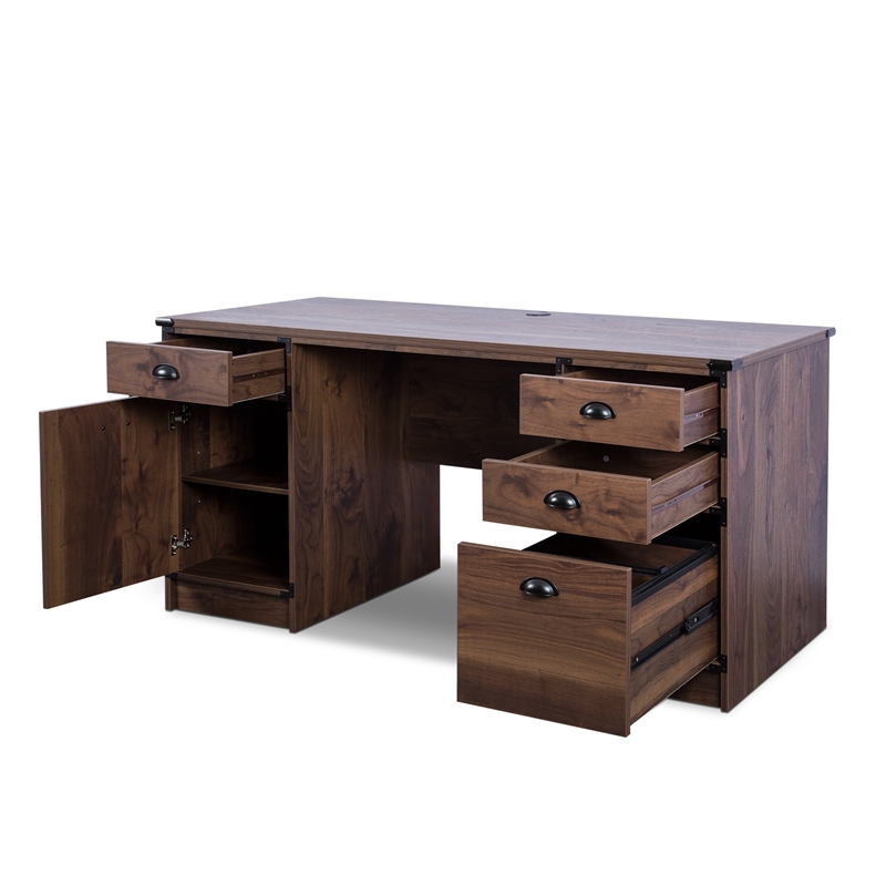 AGHDECO Orman Transitional Particle Board/Wood Desk in Walnut