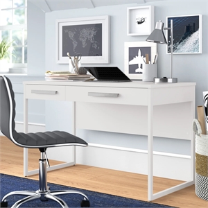 aghdeco baroda contemporary particle board/wood desk in white
