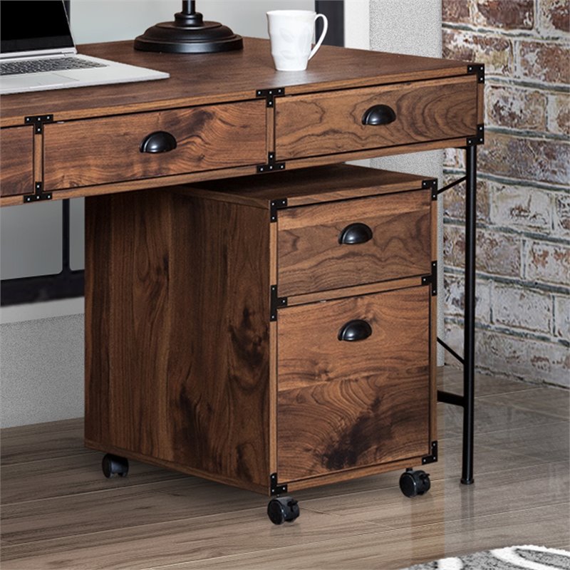 AGHDECO Orman 2-Drawer Wood Vertical Filing Cabinet in Walnut