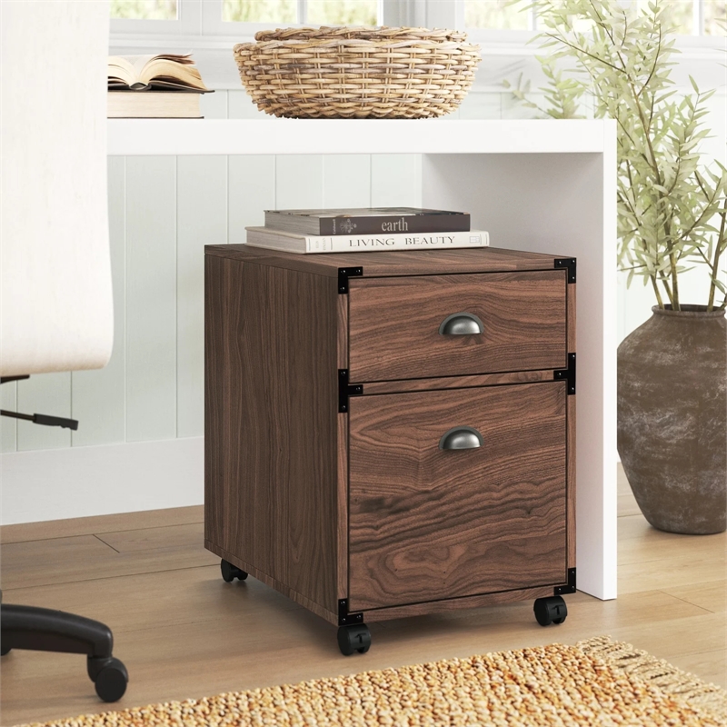 AGHDECO Orman 2-Drawer Wood Vertical Filing Cabinet in Walnut