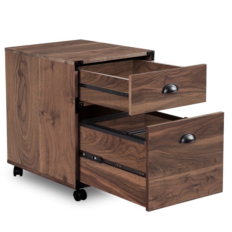 AGHDECO Orman 2-Drawer Wood Vertical Filing Cabinet in Walnut