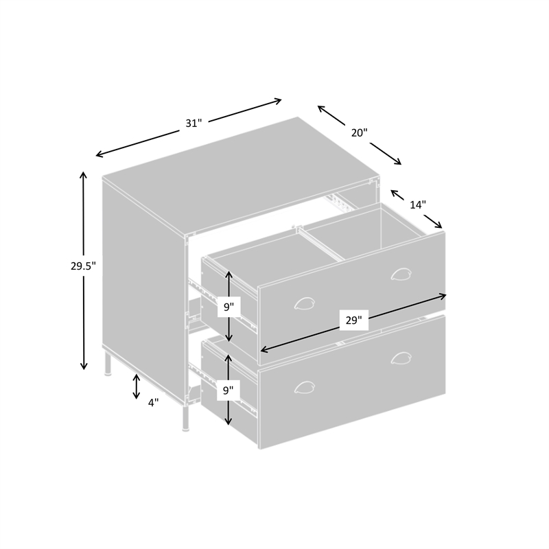 AGHDECO Orman 2-Drawer Wood Lateral Filing Cabinet in Walnut