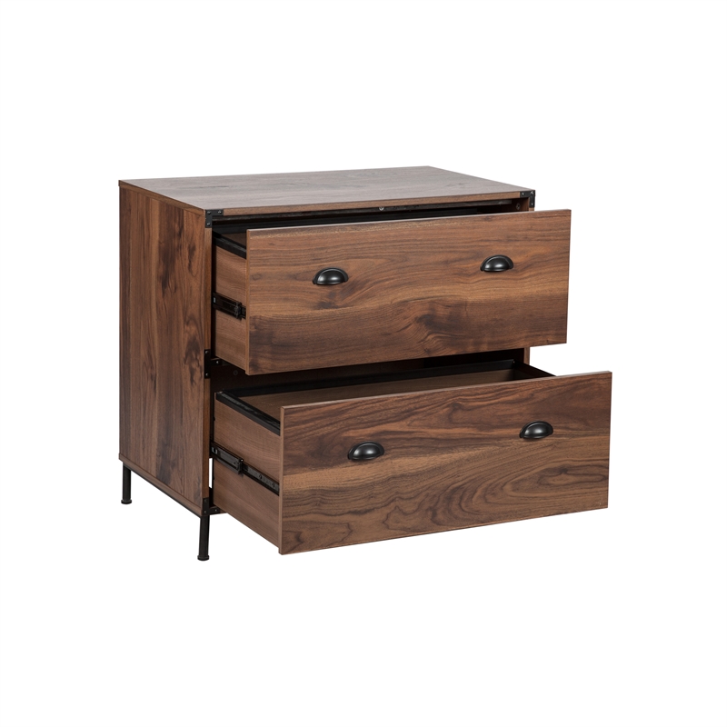 AGHDECO Orman 2-Drawer Wood Lateral Filing Cabinet in Walnut