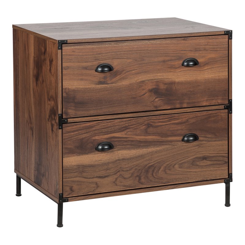 AGHDECO Orman 2-Drawer Wood Lateral Filing Cabinet in Walnut